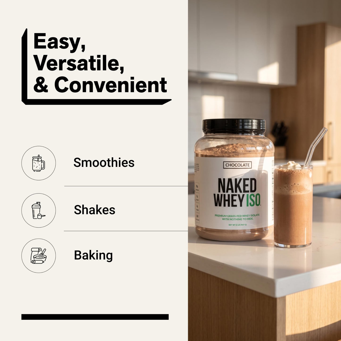 NAKED Chocolate Whey Isolate Protein Powder, 32 oz