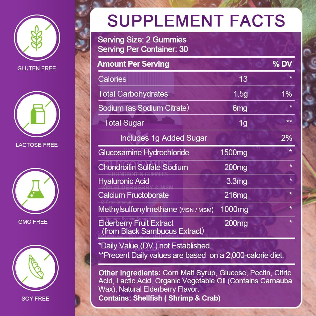 WOGORGT Glucosamine Chondroitin Gummies with MSM for Adults, 120 Gummies