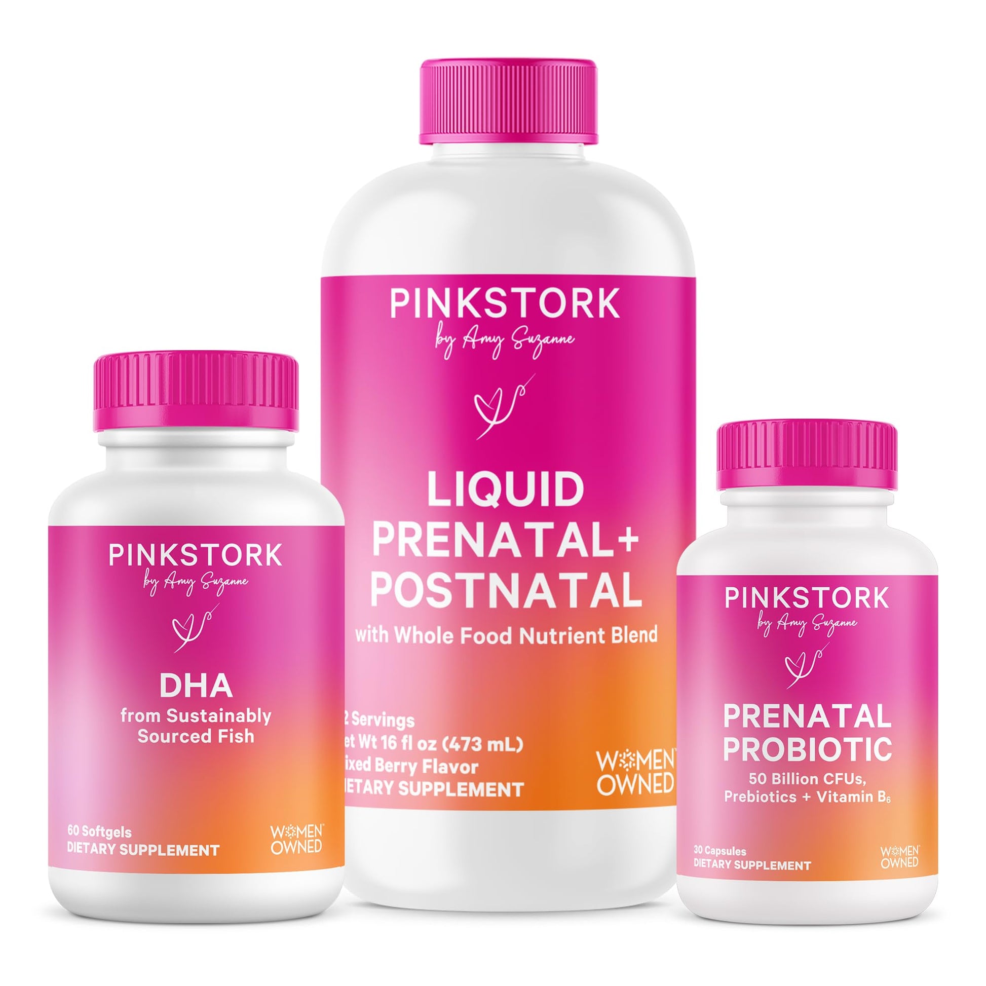 Pink Stork Liquid Prenatal Vitamin Bundle Capsules, 105 Count