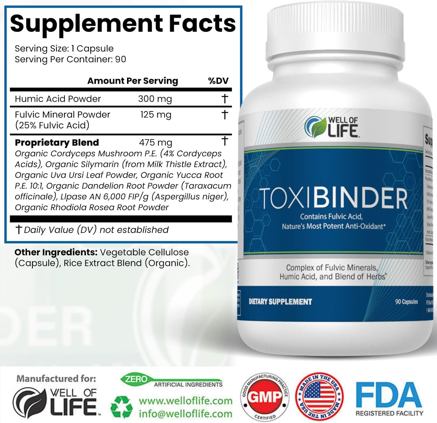 Well of Life Revitalize Detox & Repair Complex ToxiBinder Capsule 90 Count