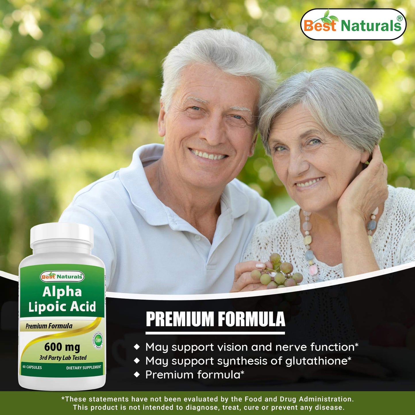 Best Naturals Alpha Lipoic Acid 600 mg Capsules 120 Count