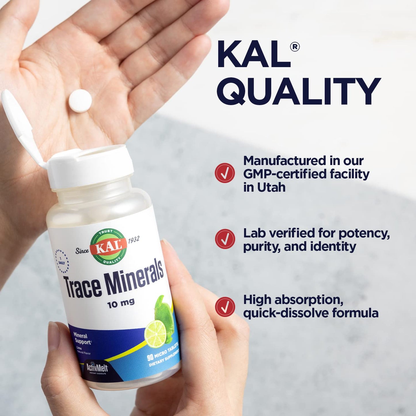 KAL Trace Minerals Tablets, 90 Count