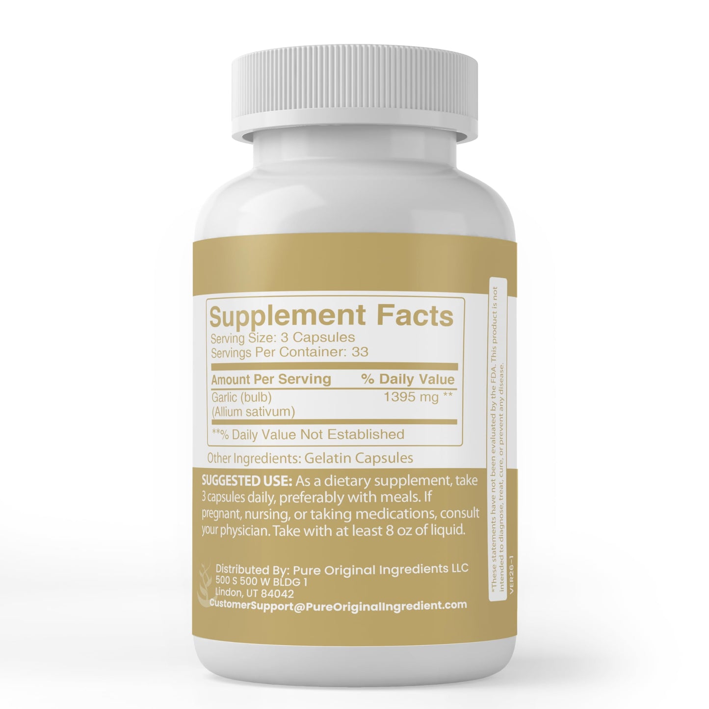 PURE ORIGINAL INGREDIENTS Garlic Capsules 100 Count