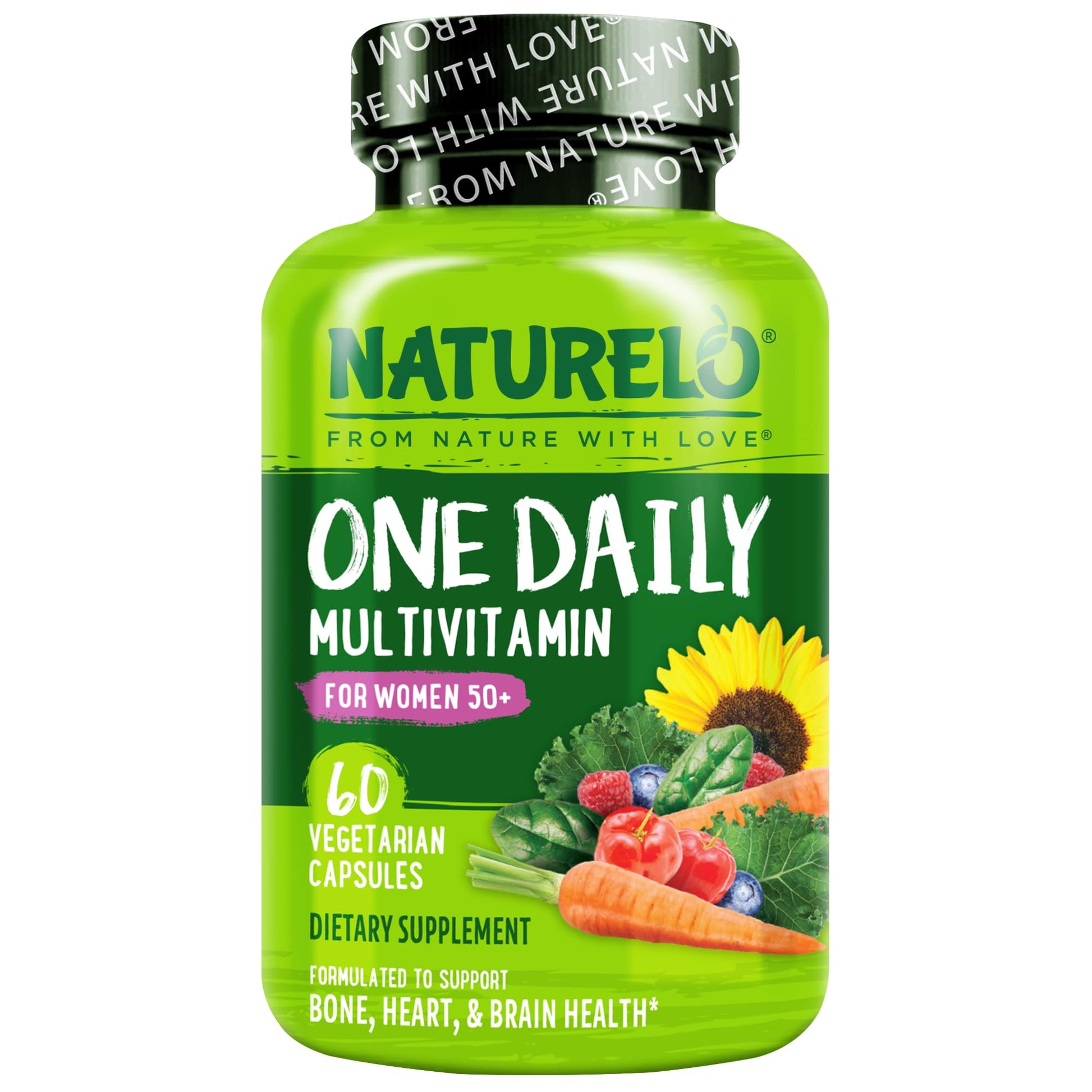 NATURELO One Daily Multivitamin for Women 50+ with Vitamin B12 Capsules, 60 Count