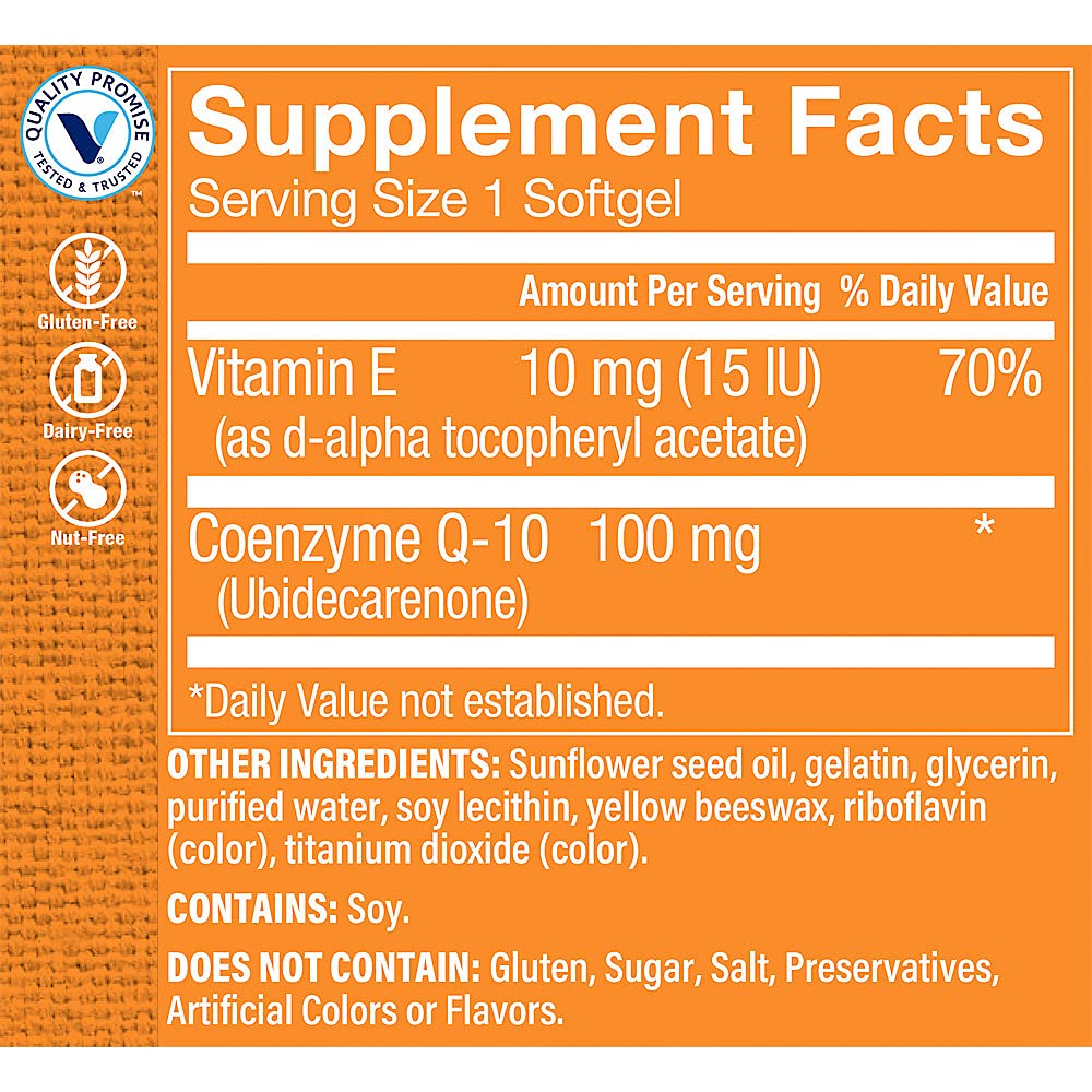 The Vitamin Shoppe CoQ-10 100mg Softgel, 30 Count