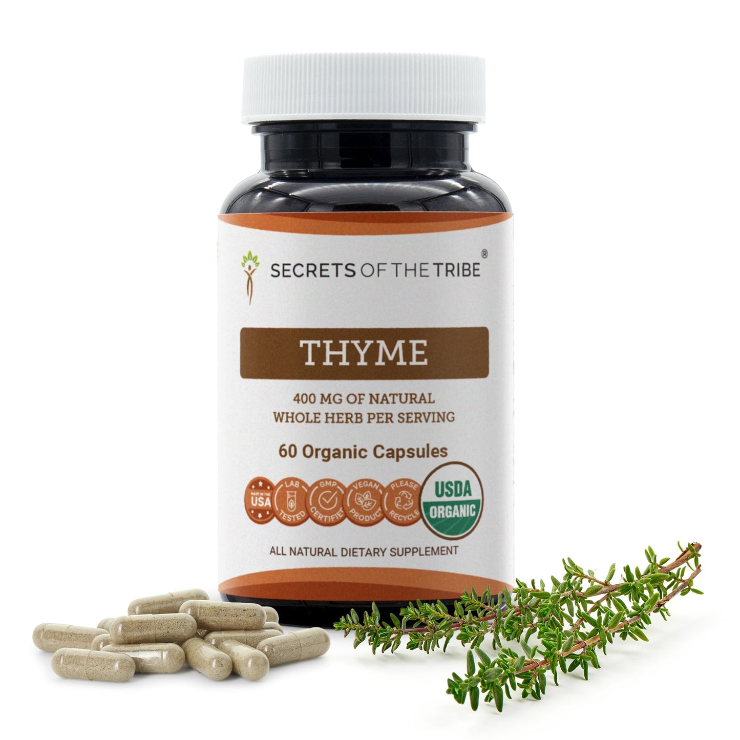 Secrets of the Tribe Thyme Capsules, 60 Count
