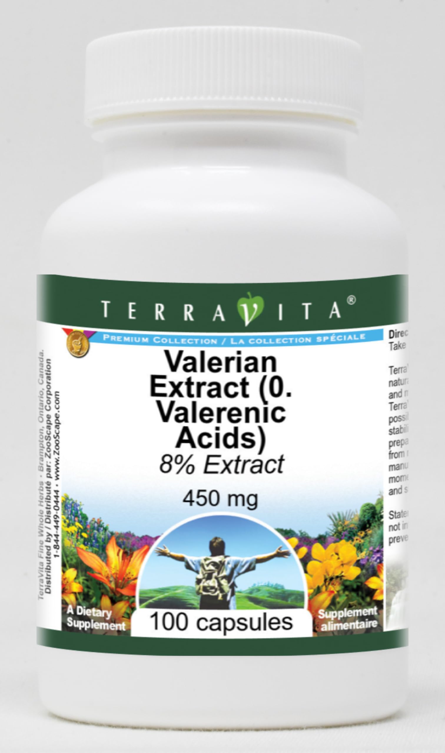 Terravita Valerian Extract 450 mg (0.8% Valerenic Acids) Capsules, 300 Count