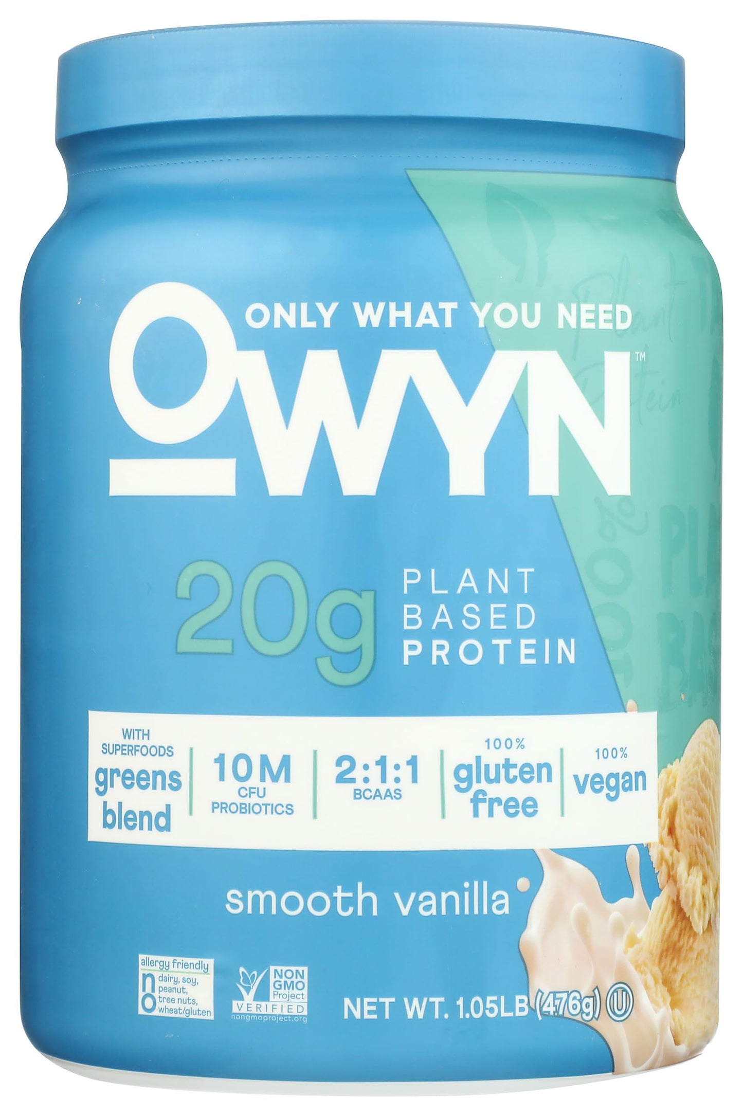 OWYN Only What You Need Smooth Vanilla Flavored 20g Protein Powder 17.6 oz