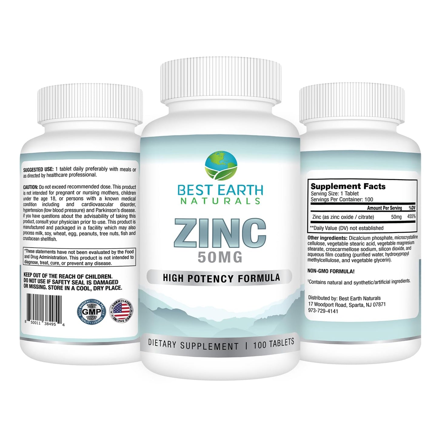 Best Earth Naturals Zinc Supplements 50 mg Capsule 100 Count