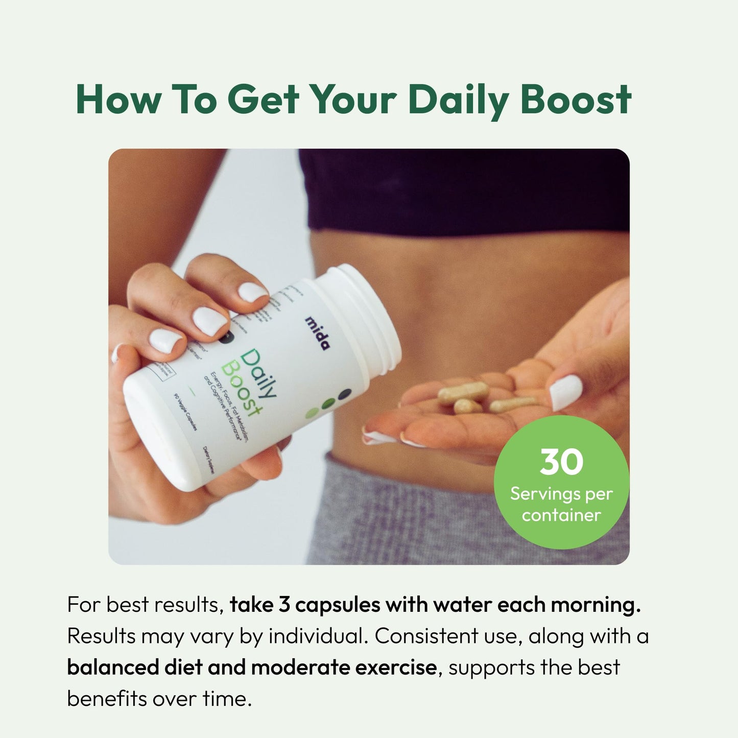 Mida Health Daily Boost 3-in-1 Weight Loss, Focus & Steady Energy Support, 90 Capsules