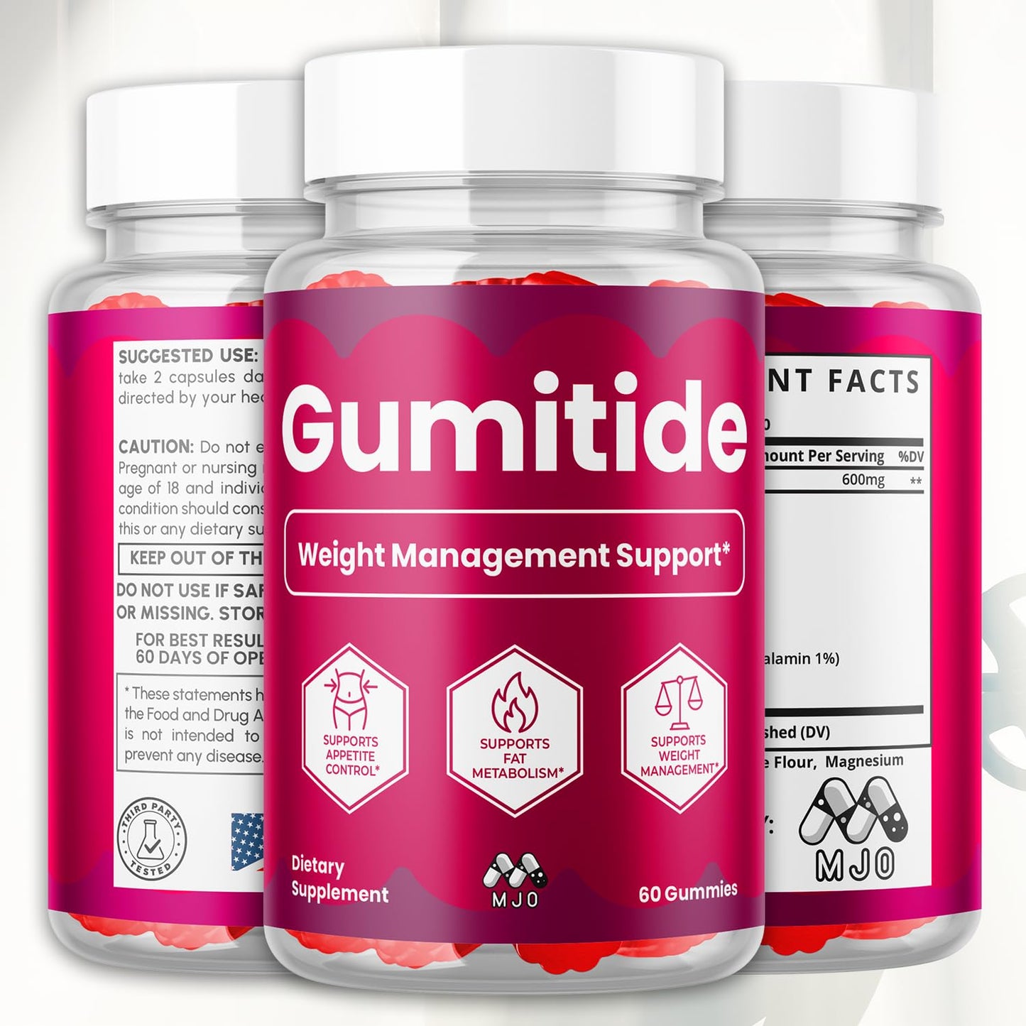 MJO Gumitide Weight Management Gummies with Apple Cider Vinegar, 180 Gummies