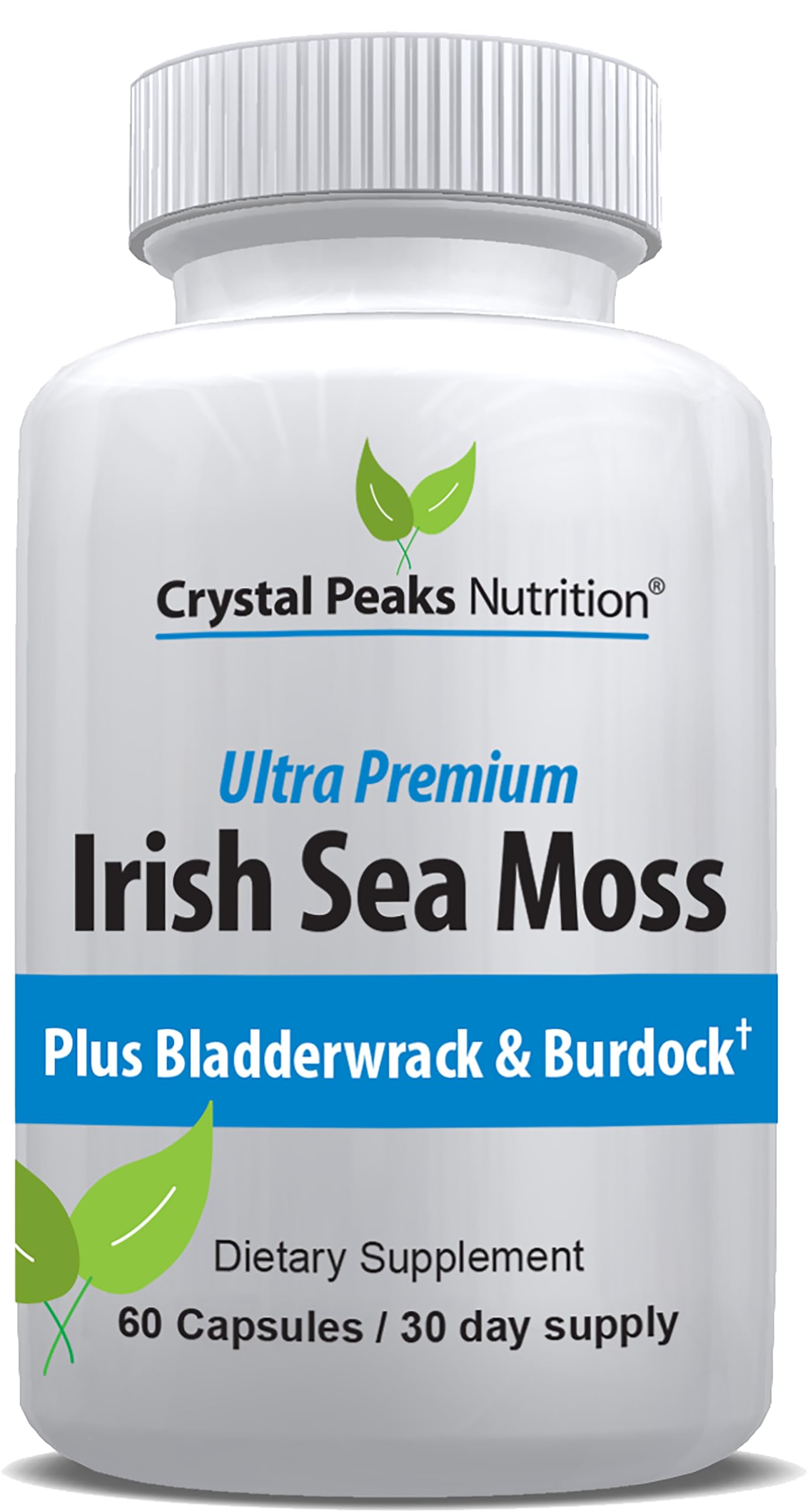 CRYSTAL PEAKS NUTRITION Organic Sea Moss with Bladderwrack and Burdock Root Capsules, 60 Count