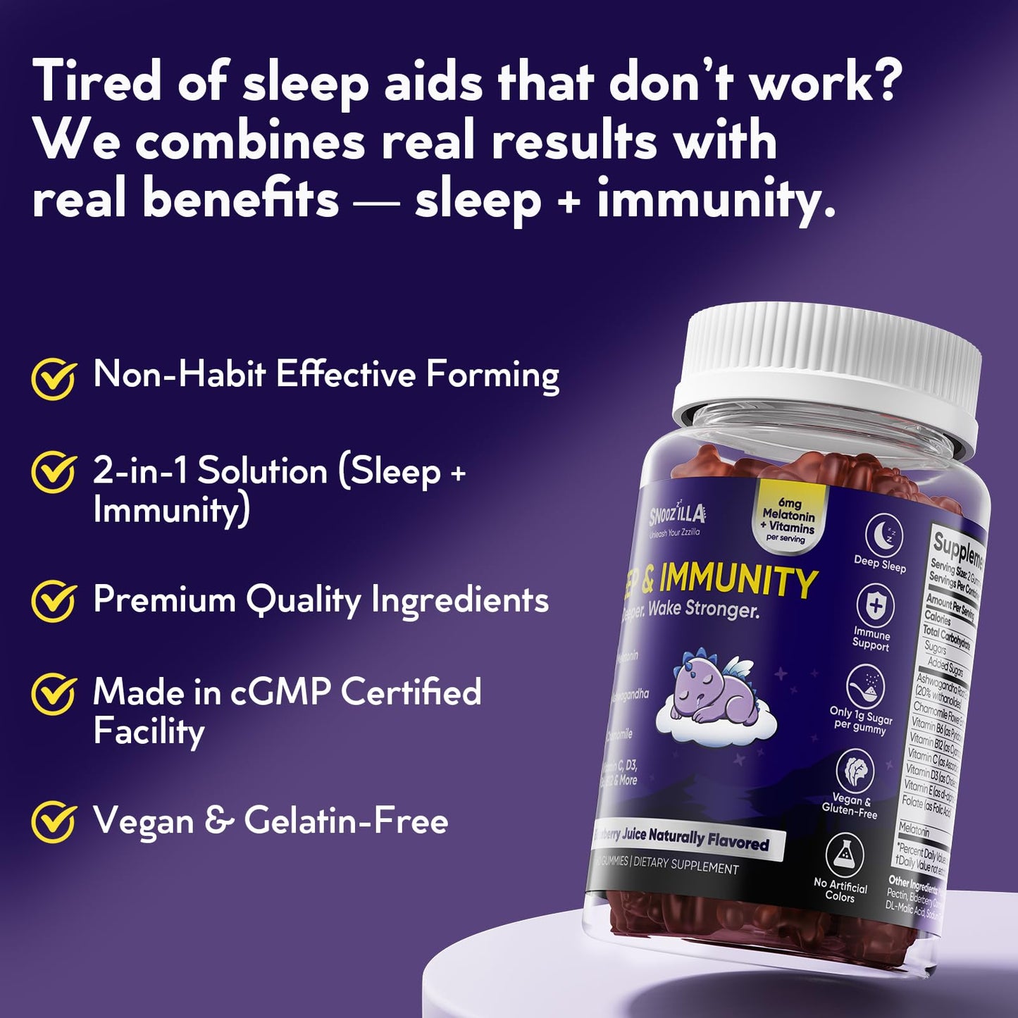 Viccoky Sleep Gummies with Melatonin, Chamomile & Ashwagandha, 60 Gummies