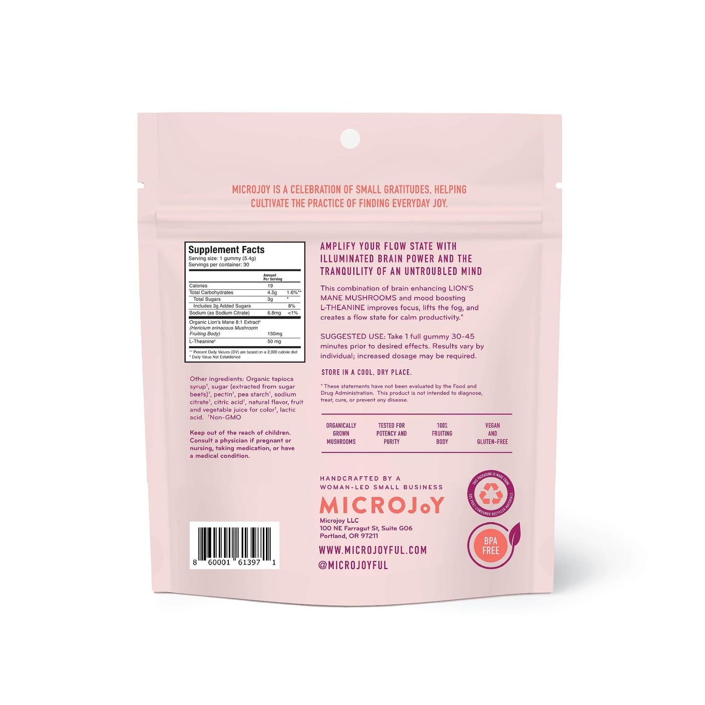 Microjoy Concentrate Gummies – Focus, Memory, Brain Health & Mood Support Supplement – 30 Count