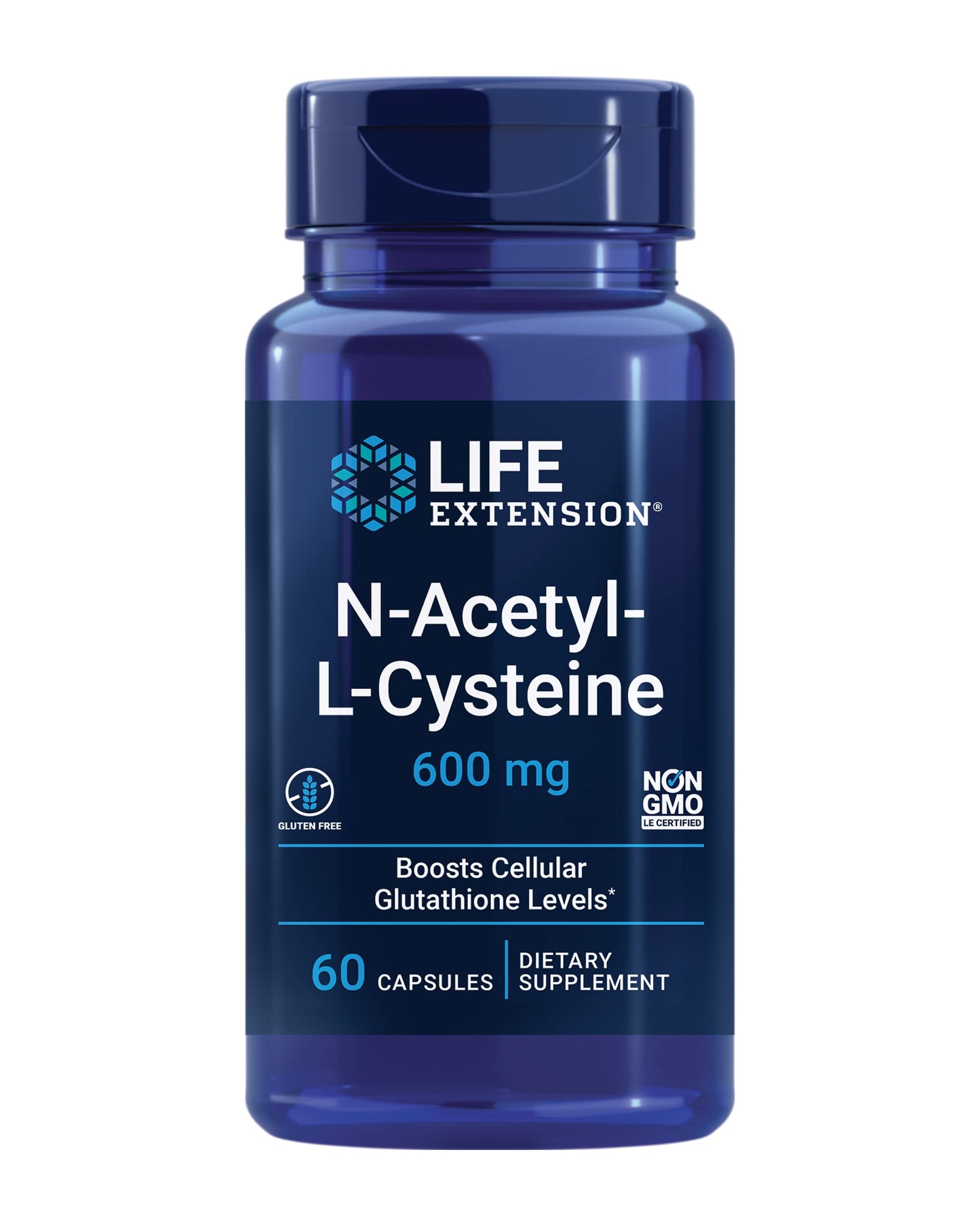 Life Extension L-Theanine Calming Amino Acid & N-Acetyl-L-Cysteine Immune & Liver Health Antioxidant, 120 Capsules