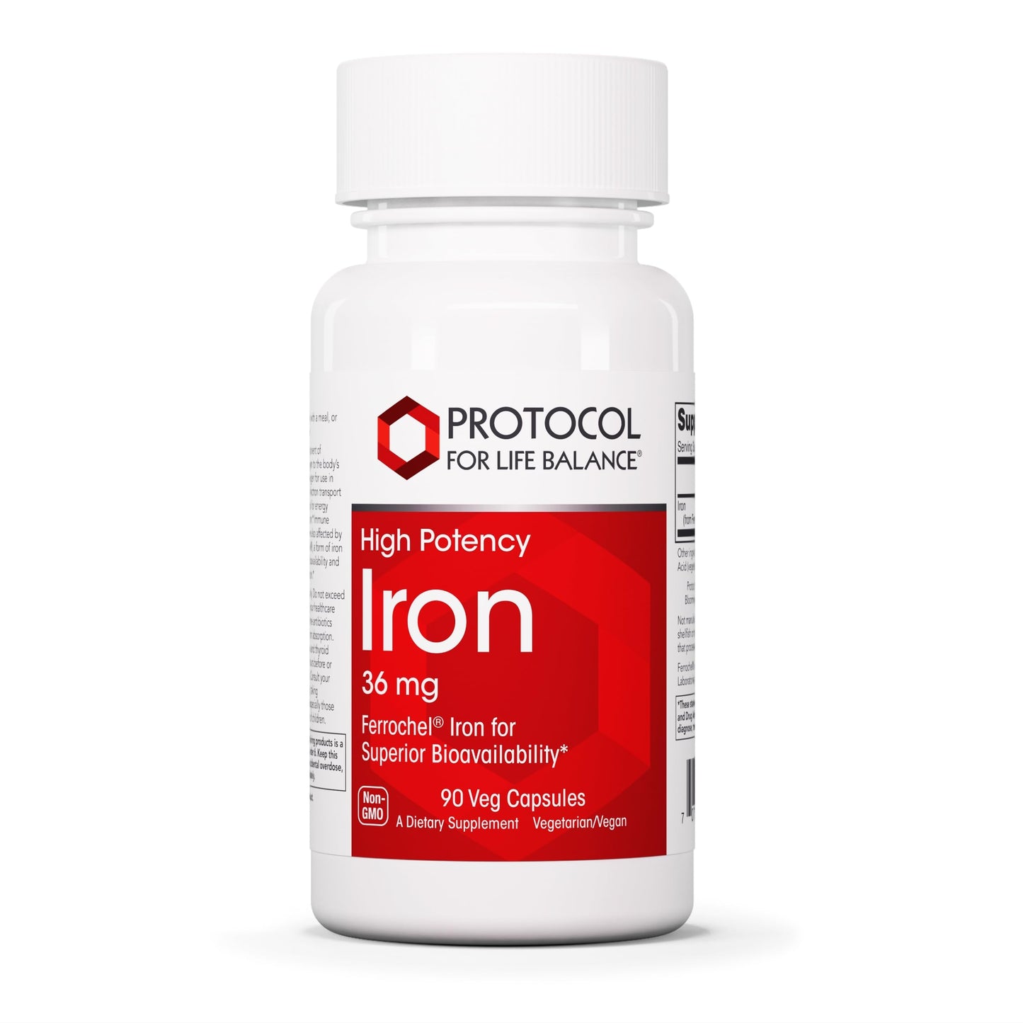 Protocol for Life Balance Iron 36mg Ferrochel Iron – Bioavailable Iron Bisglycinate, Energy & Immune Support, 91 Capsules