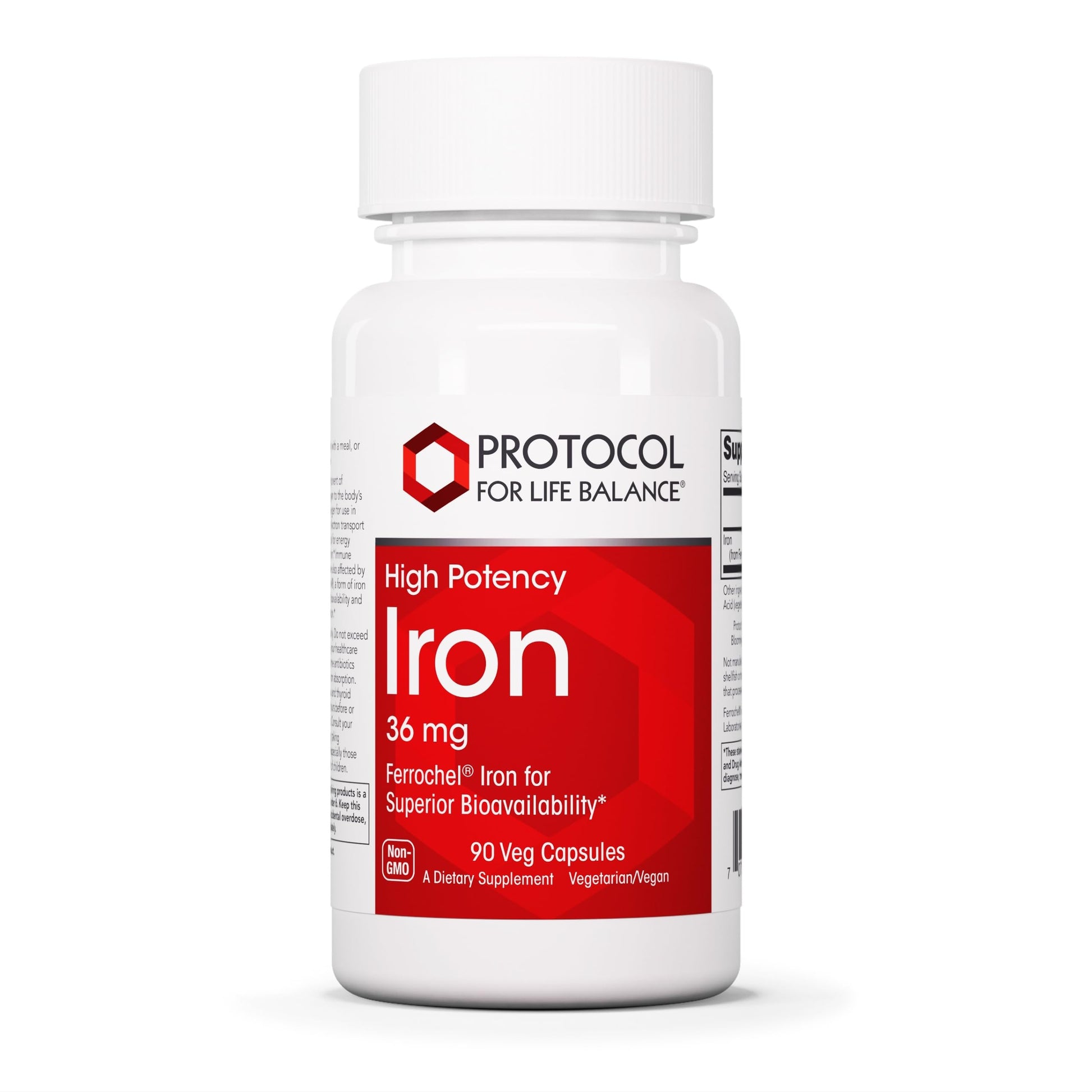 Protocol for Life Balance Iron 36mg Ferrochel Iron – Bioavailable Iron Bisglycinate, Energy & Immune Support, 91 Capsules