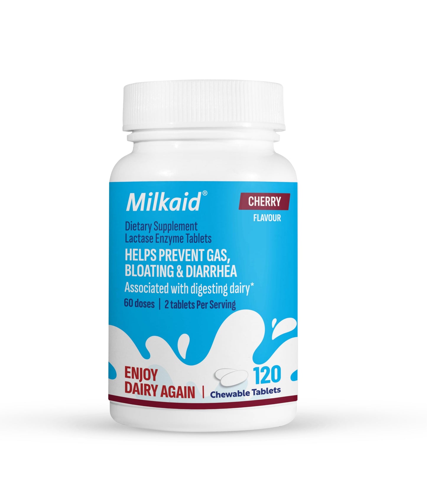 Milkaid Lactase Enzyme Chewable Tablets, 120 Tablets