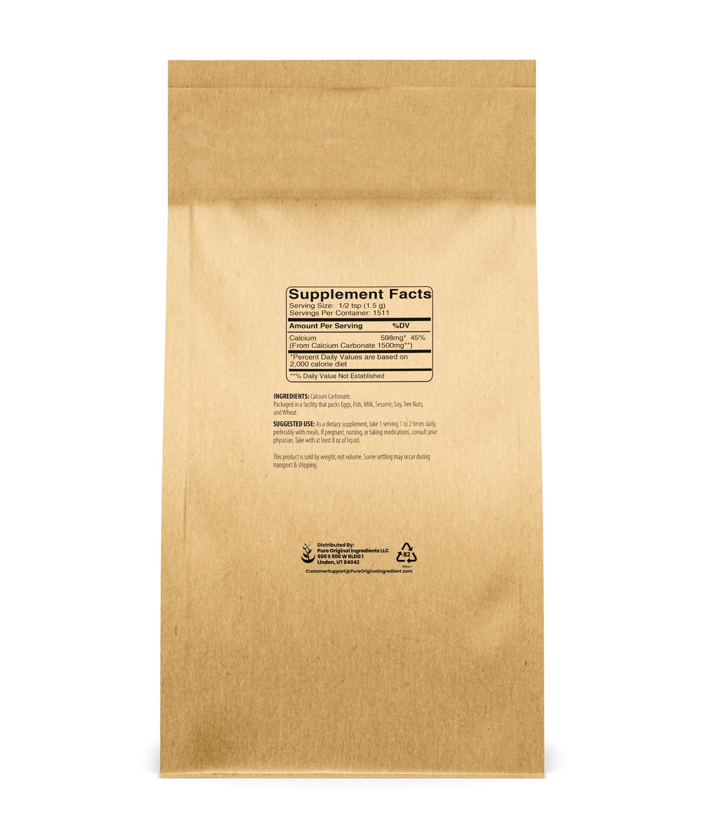 Pure Original Ingredients Calcium Carbonate Powder 80 Ounce