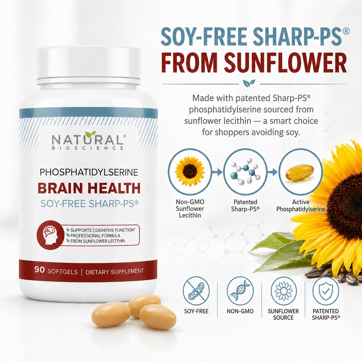 Natural BioScience Soy Free Phosphatidylserine 100mg Softgels 90