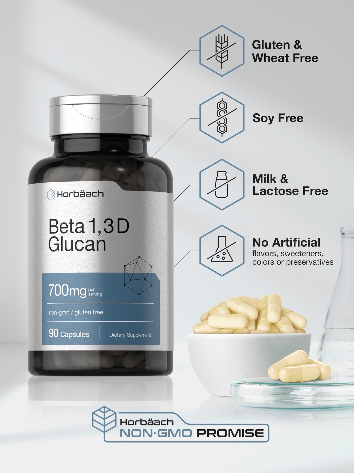Horbäach Beta Glucan 1,3D 700 mg Capsule, 90 Count
