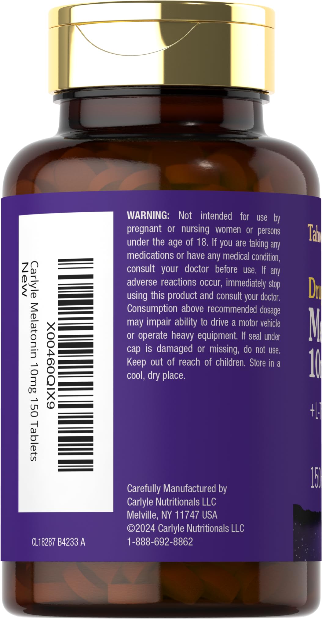Tahoe Nutritionals Melatonin 10mg with L-Theanine, 150 Tablets