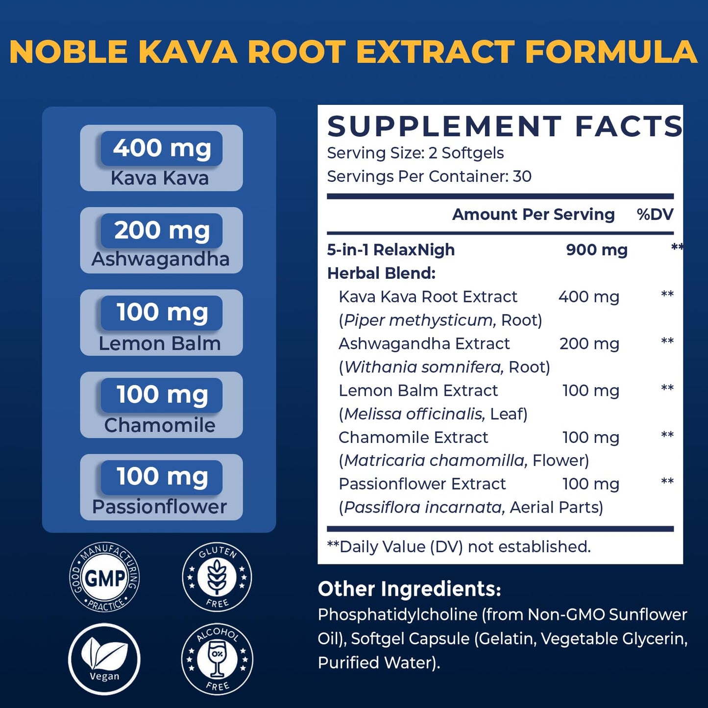 Samarogen Kava Kava Liposomal 55% Kavalactones Softgels with Ashwagandha, Chamomile, Lemon Balm & Passionflower, 120 Count