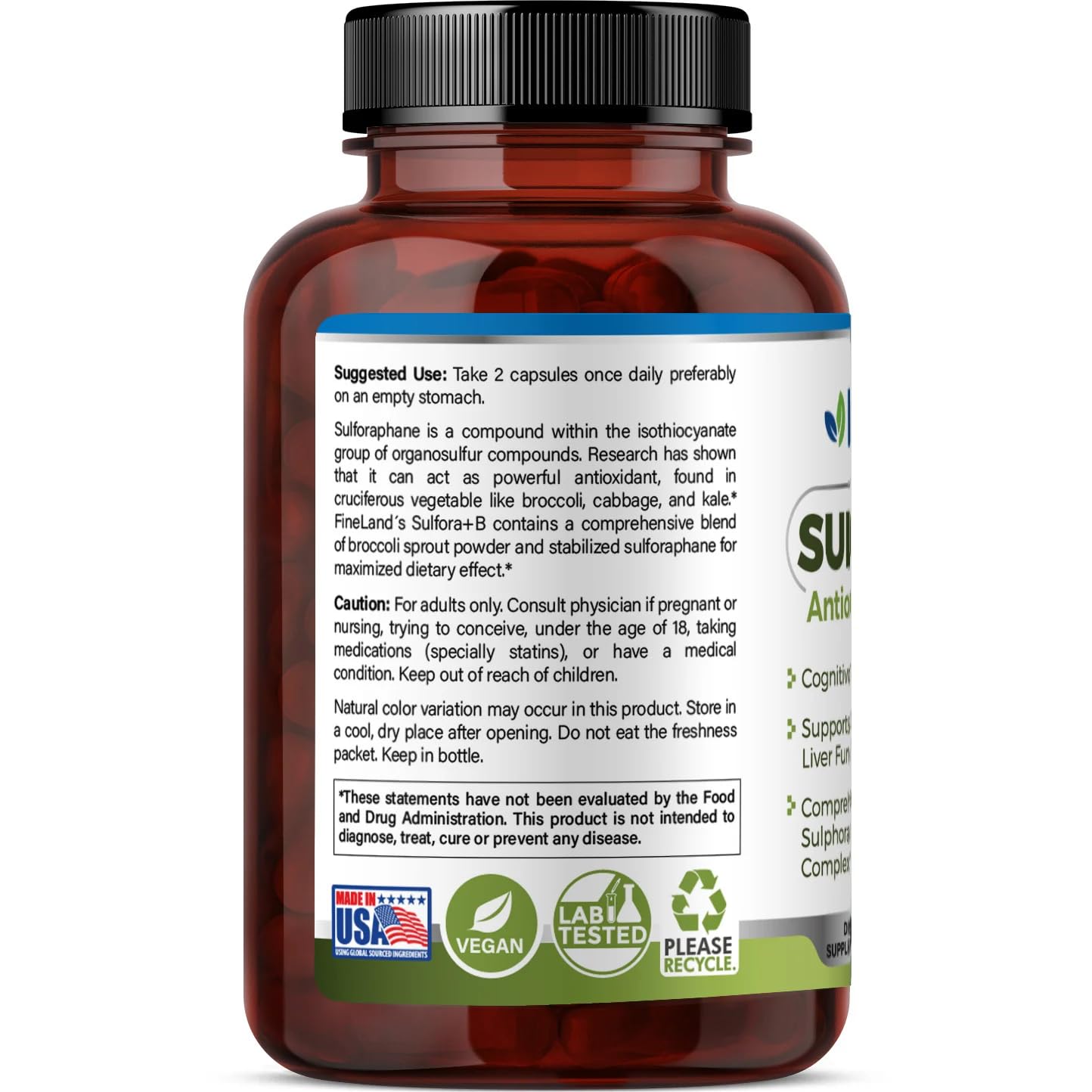 FineLand Sulfora+B Sulforaphane Supplement Capsules, 60 Count