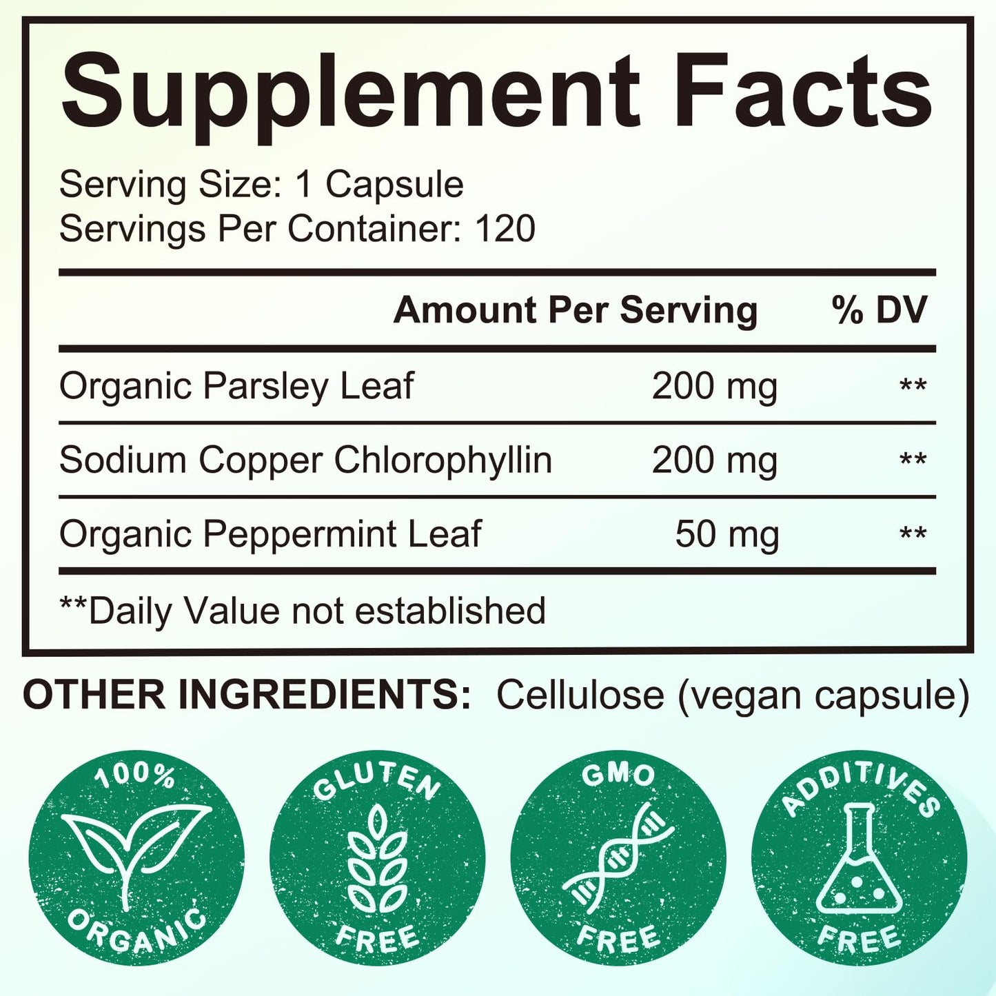 NIFEISHI Body Deodorizing Supplement Chlorophyll Capsules, 120 Capsules