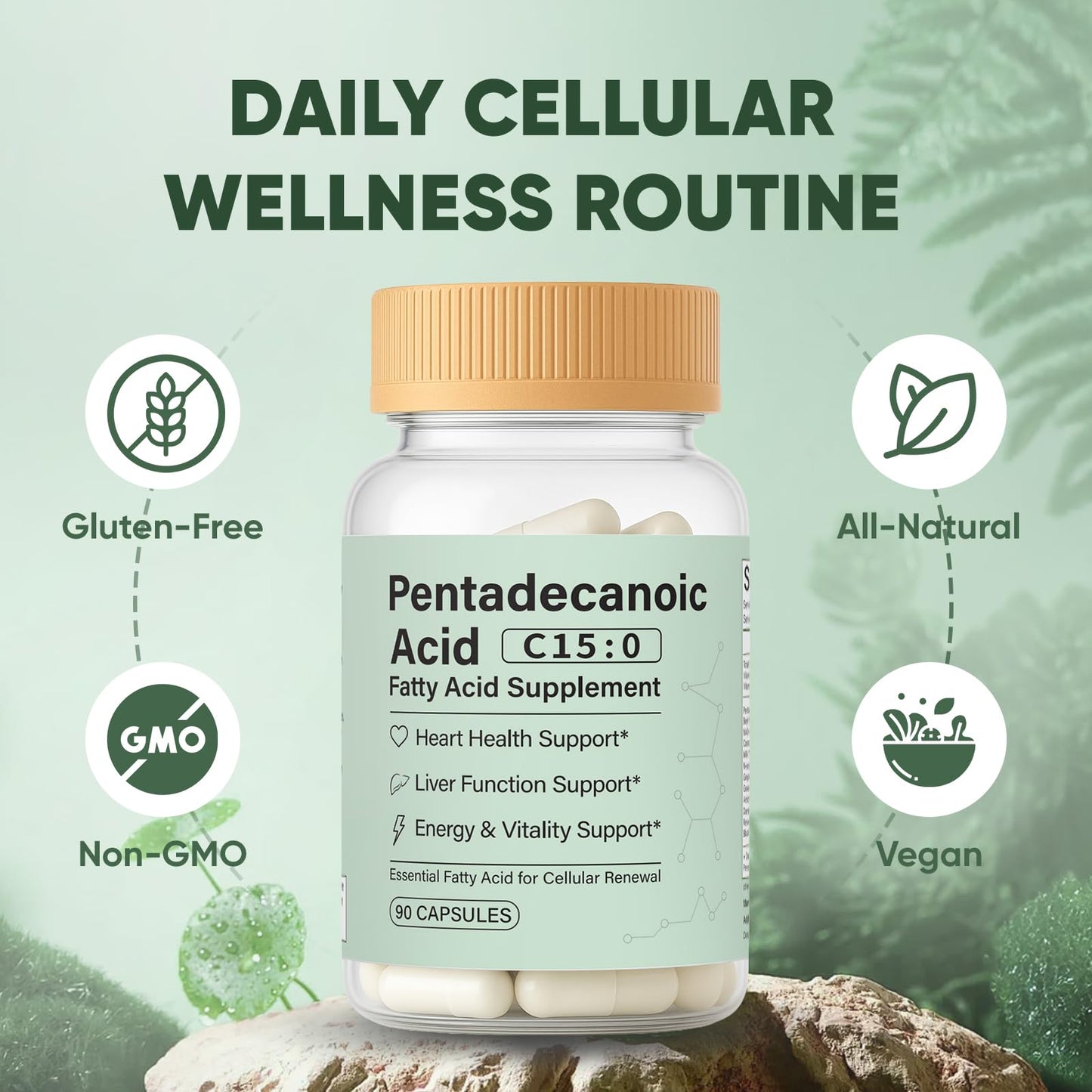 minyang Pentadecanoic Acid Capsules, C15:0 Fatty Acid Supplement, 90 Capsules