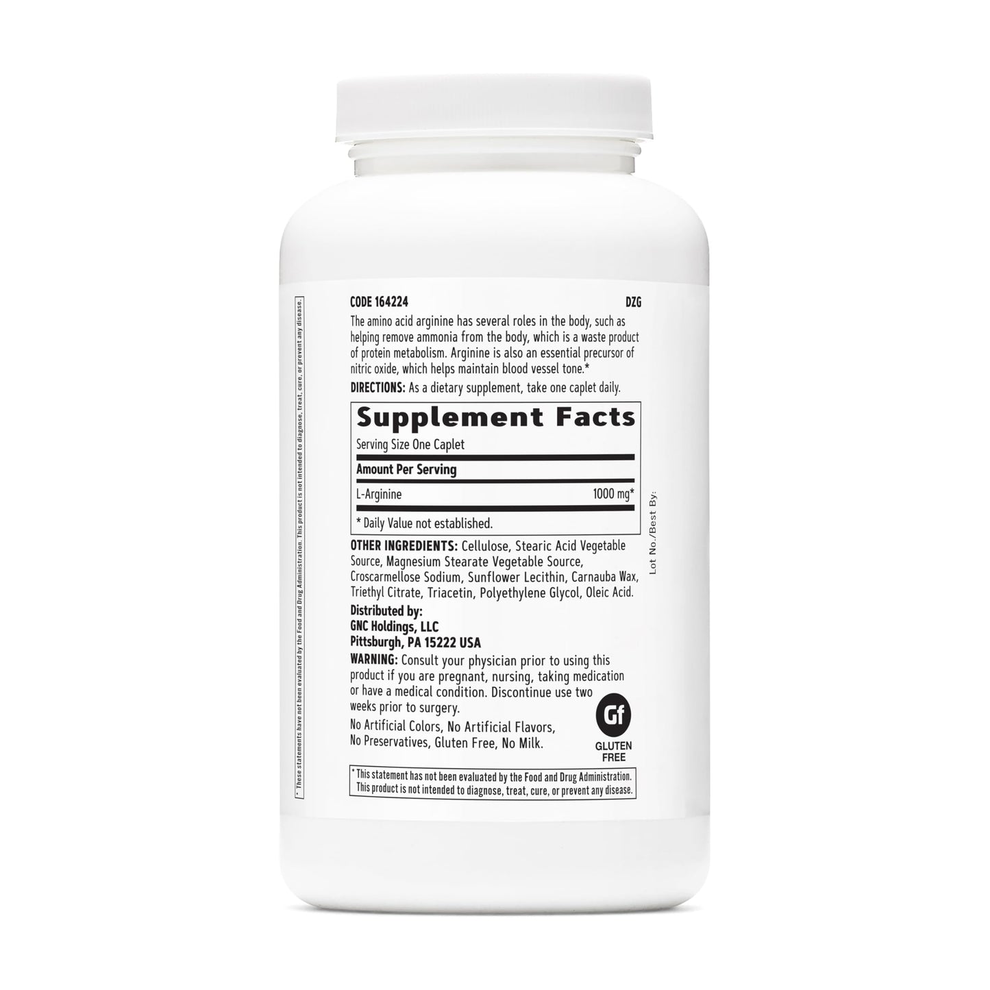 GNC L Arginine 1000mg Caplets 180