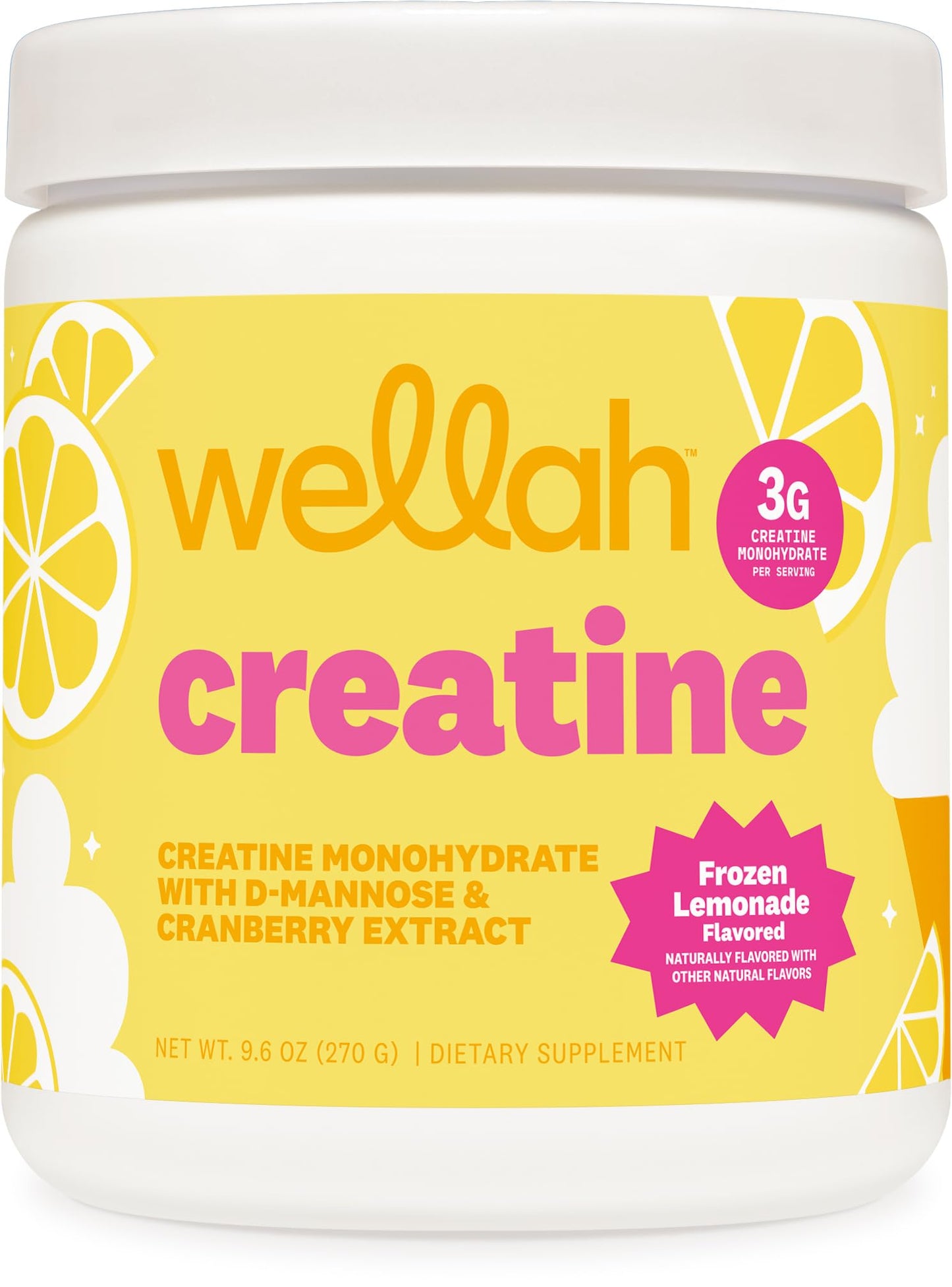 Wellah Creatine for Women (Frozen Lemonade) Powder, 50 Servings