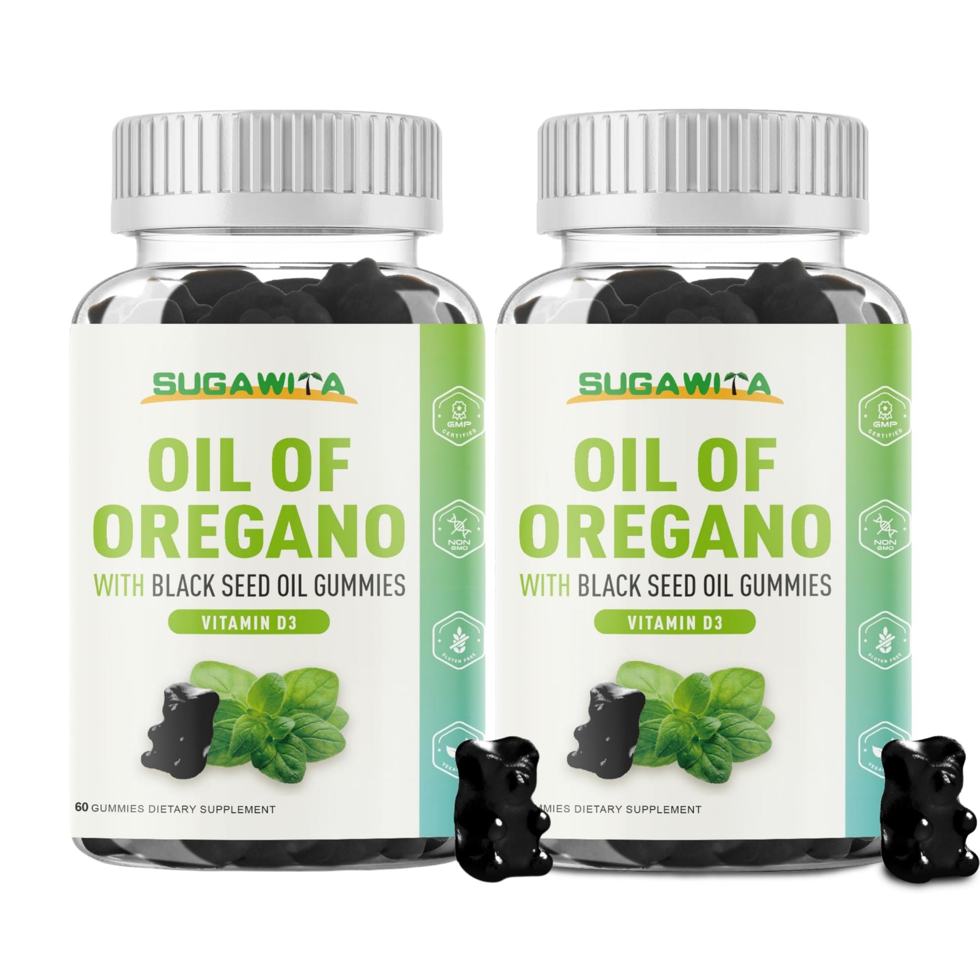 SUGAWITA Oil of Oregano with Black Seed Oil + Vitamin D3 3-in-1 Gummies, 120 Gummies