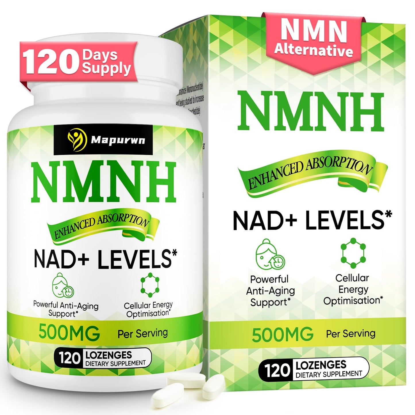 Mapurwn NMNH (Dihydronicotinamide Mononucleotide) NMN Supplement Capsule 120 Count