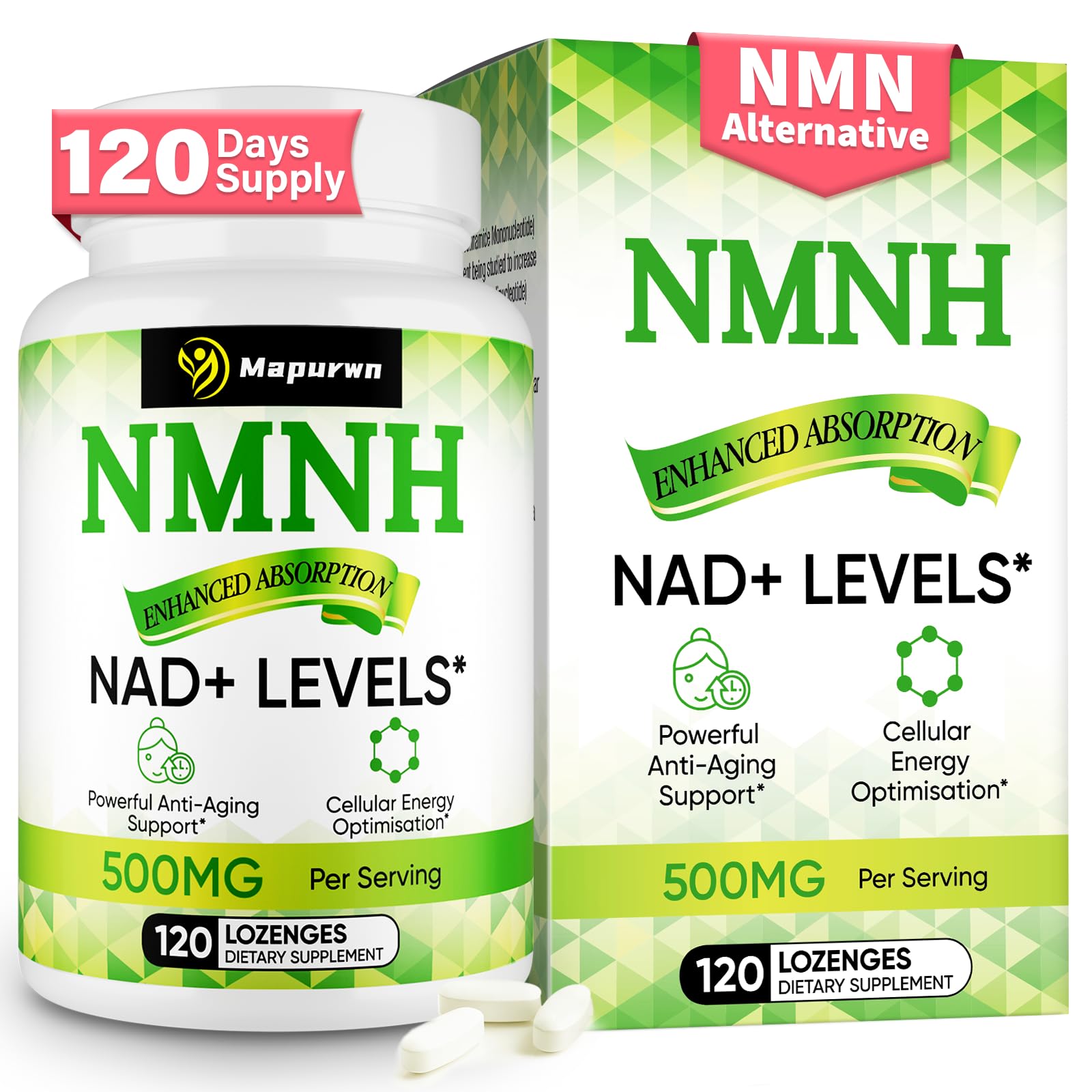 Mapurwn NMNH (Dihydronicotinamide Mononucleotide) NMN Supplement Capsule 120 Count