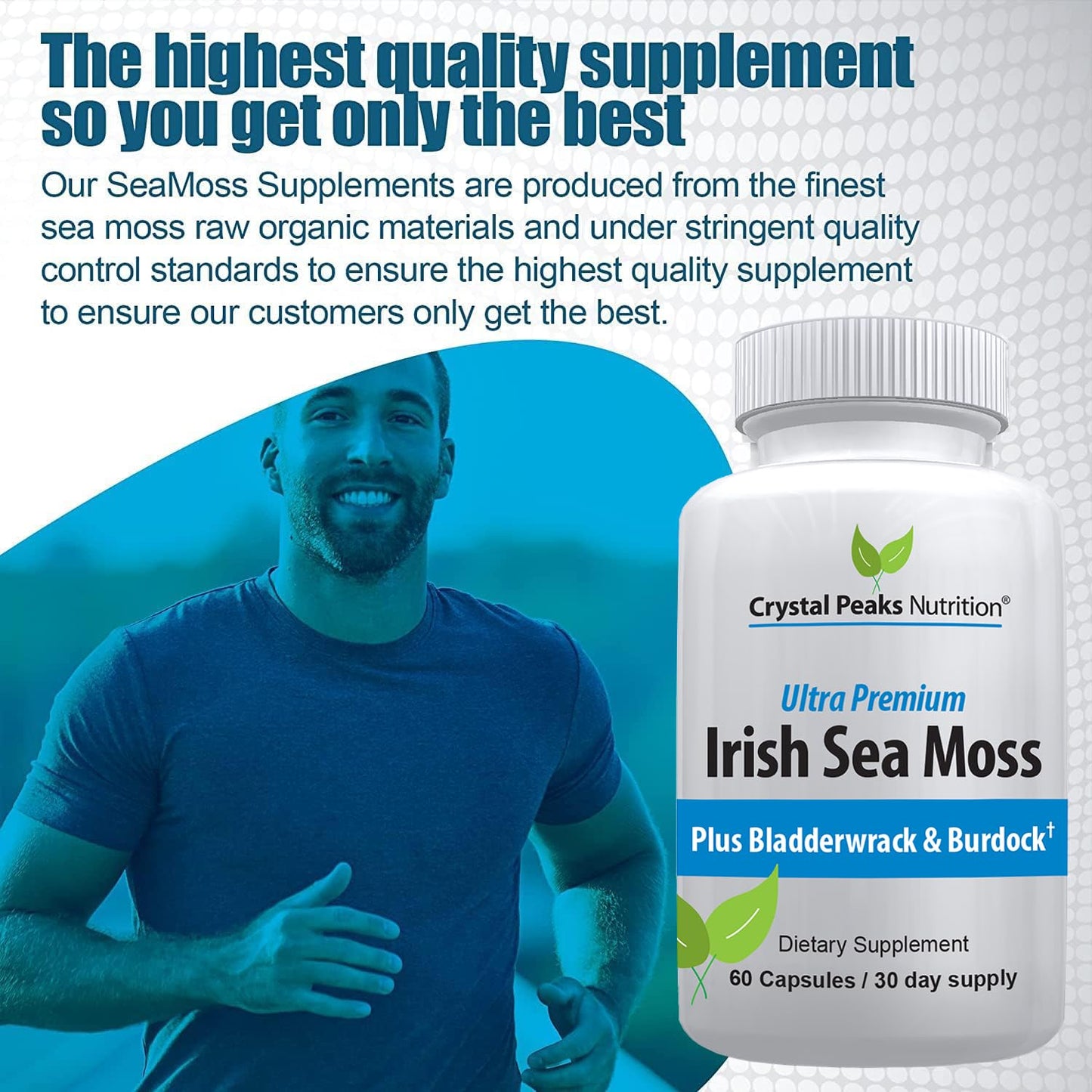 CRYSTAL PEAKS NUTRITION Organic Sea Moss with Bladderwrack and Burdock Root Capsules, 60 Count