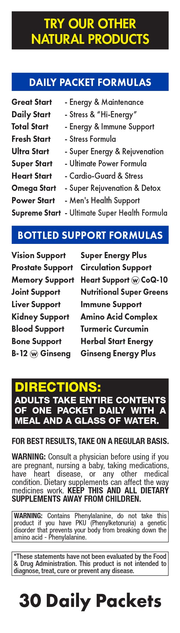 Fresh Start All-in-One Daily Vitamin Pack - Energy & Endurance, 30 Capsules