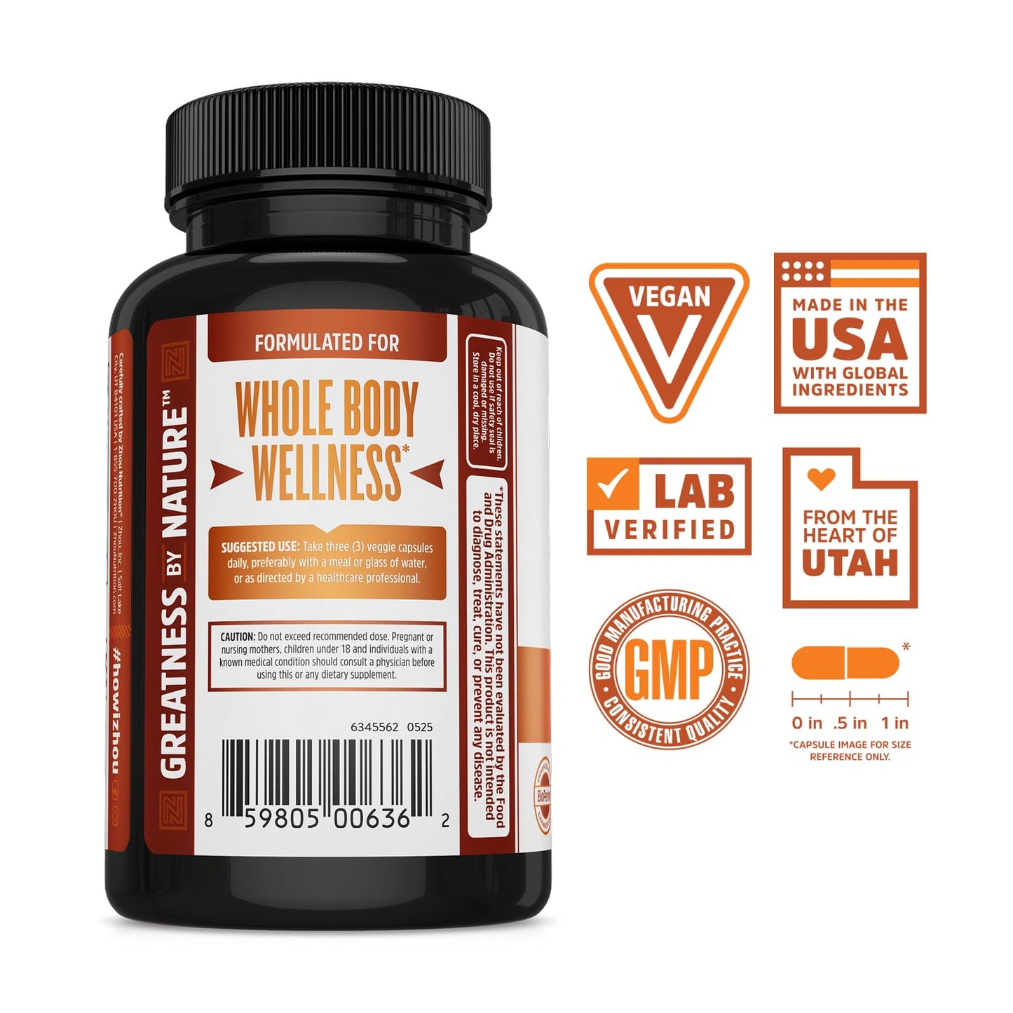 ZHOU Turmeric Curcumin with Ginger, 90 Veggie Capsules