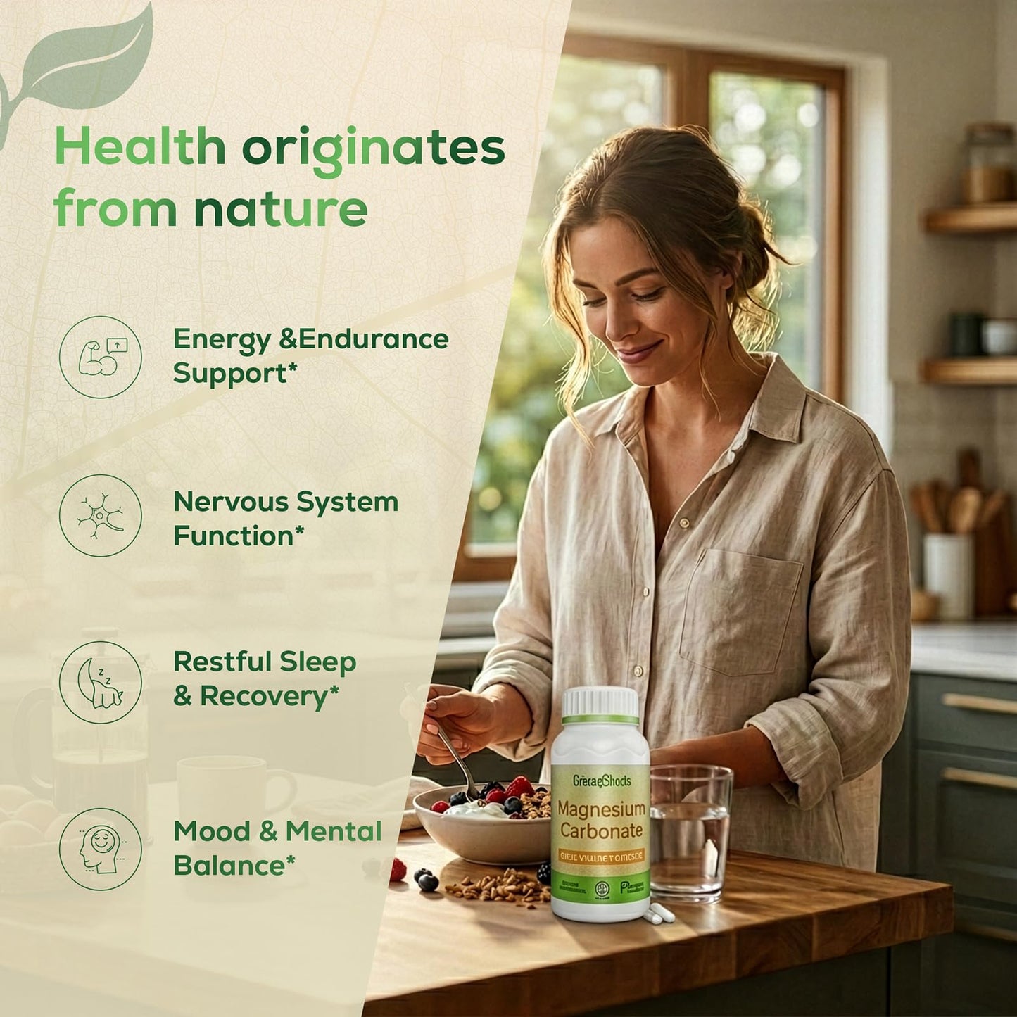 Greenshoots Magnesium Carbonate Capsules, Magnesium Supplement, 90 Capsules
