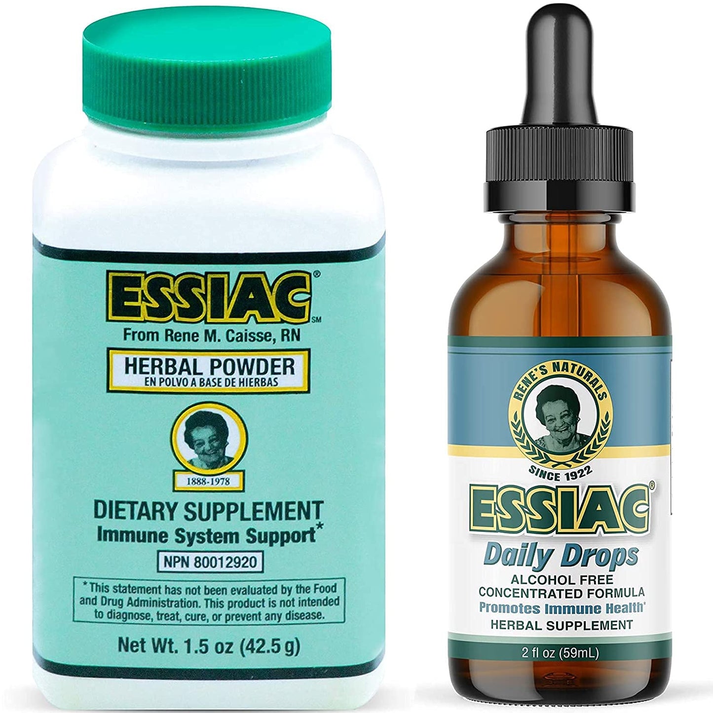Essiac All-Natural Tea Powder & Organic Wild-Crafted Daily Drops, 2-Pack