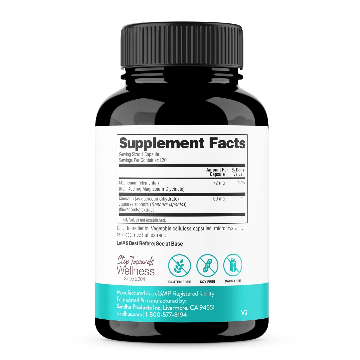 Sandhu's Magnesium Glycinate with Quercetin & Liver Support Capsules, 190 Capsules