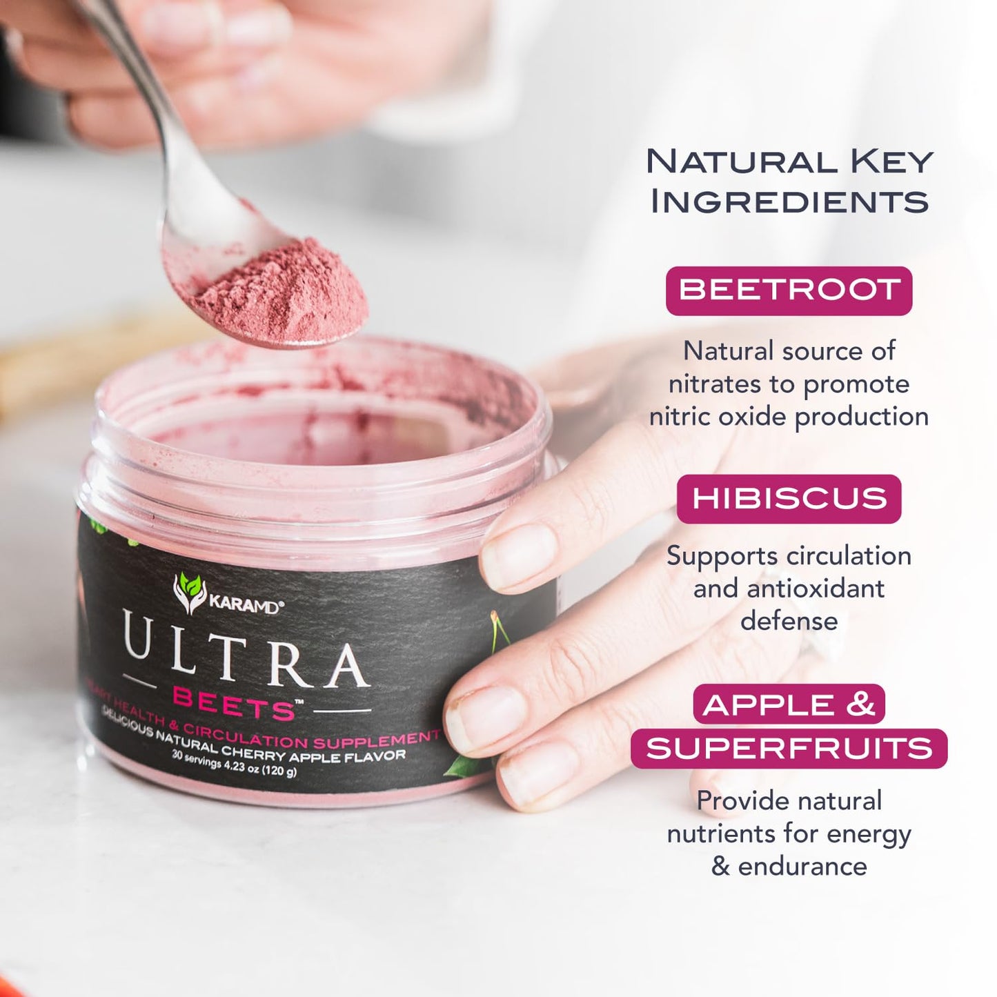KaraMD Pure Nature Greens Whole Food Supplement & UltraBeets Beetroot Superfood Powder, 30 Servings