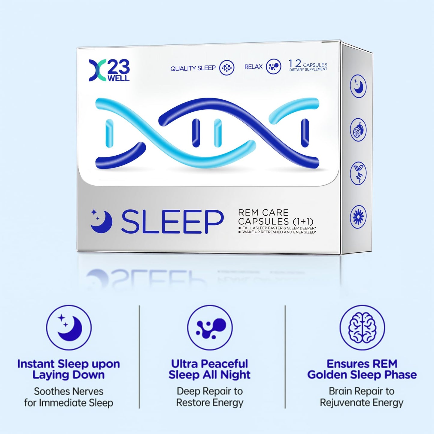 23WELL Sleep Rem Care Capsules Dual Sleep Support with Melatonin 3mg & Vitamin B6, Chamomile, Lavender for Relaxation, Natural Sleep Aid for Adults, 12 Capsules