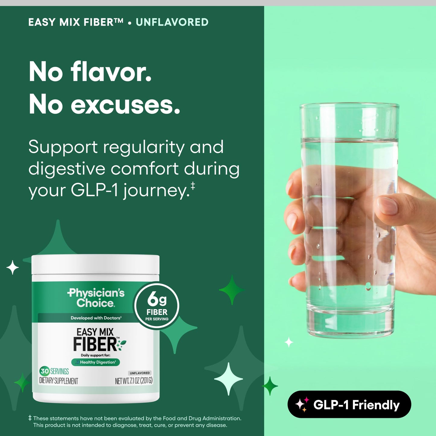 Physician's CHOICE Easy Mix Fiber for GLP-1 Support Powder 7.1 oz