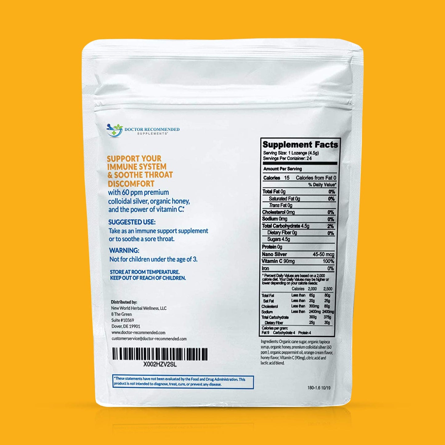 DOCTOR RECOMMENDED SUPPLEMENTS Silver Lozenges with Vitamin C, 24 Count
