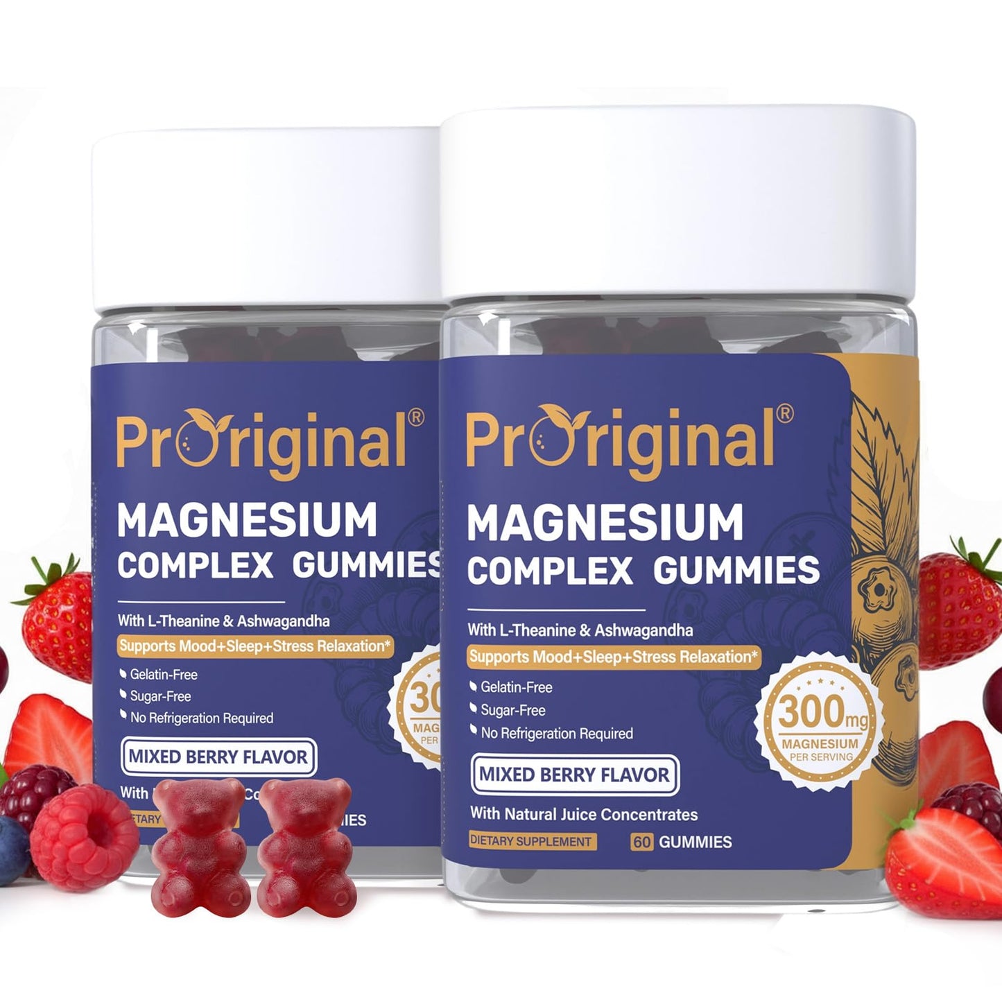 Proriginal Magnesium Gummies for Stress & Sleep - 300mg Magnesium Complex with Glycinate, Citrate, Malate & Taurate - 120 Gummies