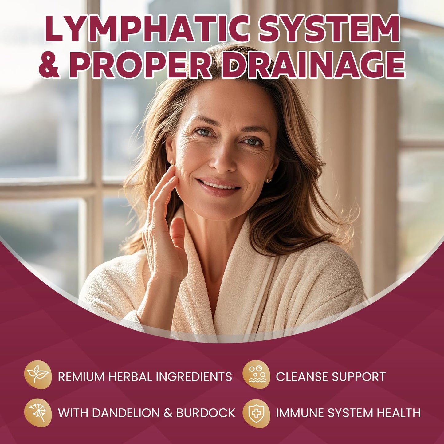 MEGNETA Lymphatic Drainage Supplement Capsules, 100 Capsules