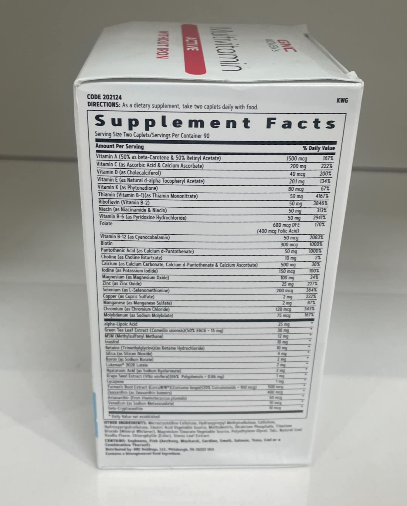 GNC Women's Multivitamin Active Without Iron Caplets 180 Count