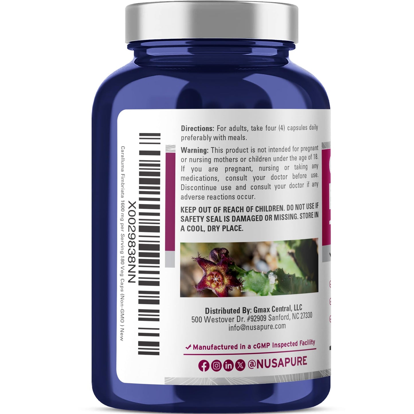 NusaPure Caralluma Fimbriata 1600mg Capsule, 180 Capsules