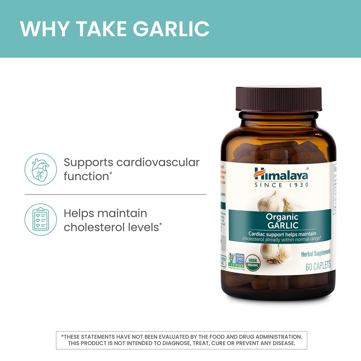 Himalaya USDA Organic Garlic Supplements Capsule 60 Count